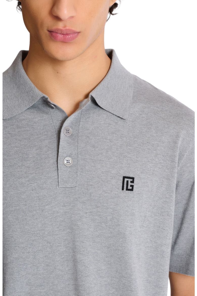 Embroidered cotton polo, Alternate, color, grey
