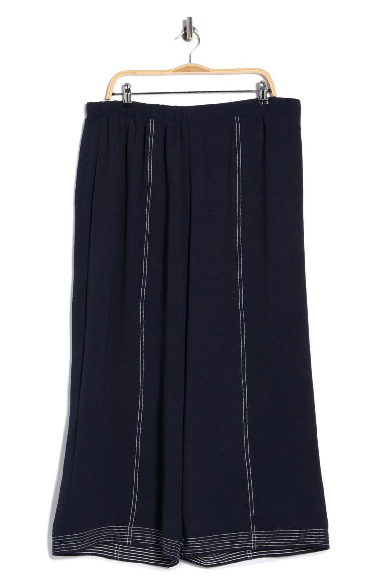 Adrianna Papell Topstitched Woven Pants, Main, color, Blue Moon/ Ivory