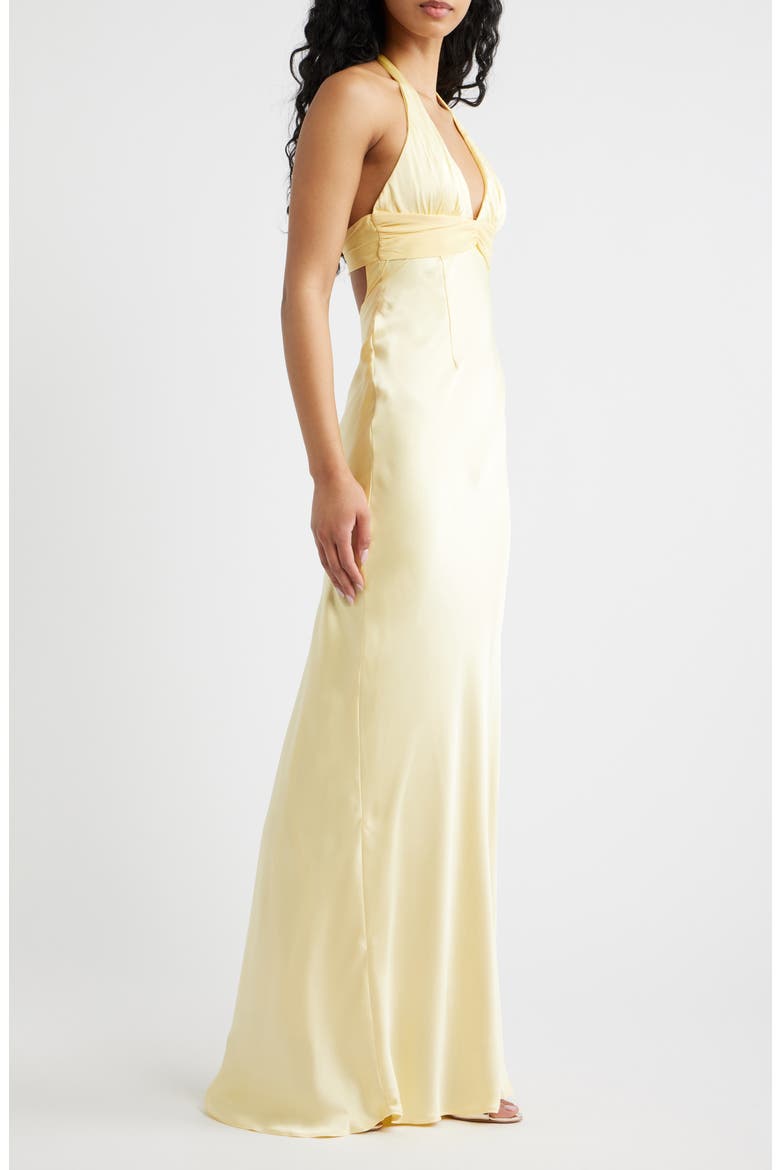 Odyssa Satin Halter Gown, Alternate, color, YELLOW