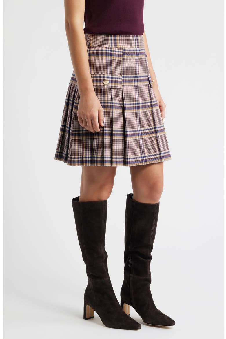 Plaid Pleated Skirts, Alternate, color, TAN PLUM