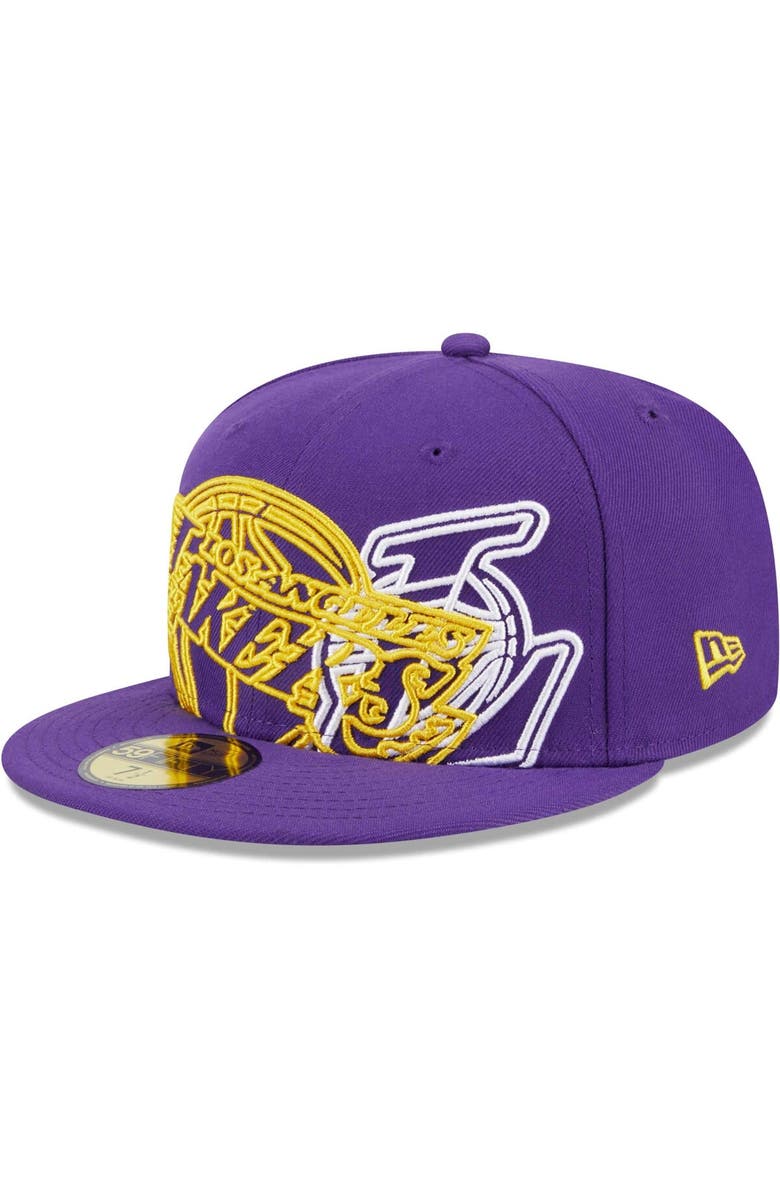 New Era Men's New Era  Purple Los Angeles Lakers Game Day Hollow Logo Mashup 59FIFTY Fitted Hat, Alternate, color, Purple