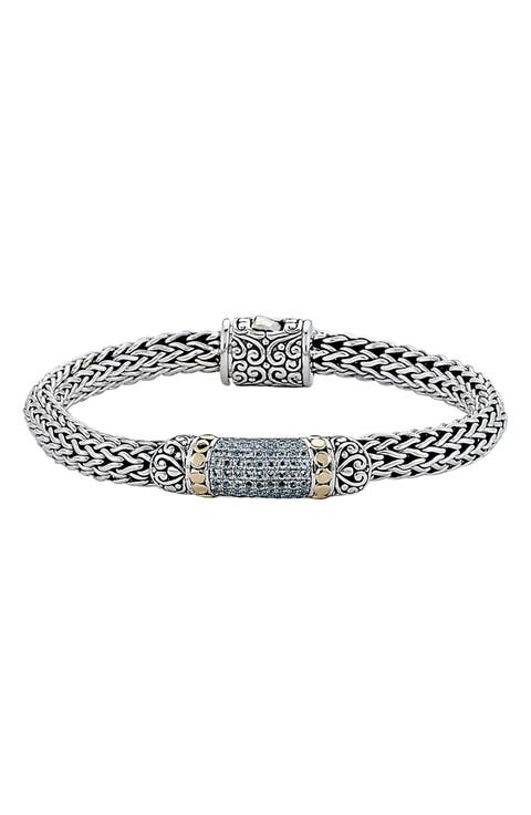 Semiprecious Stone Textured Bangle Bracelet