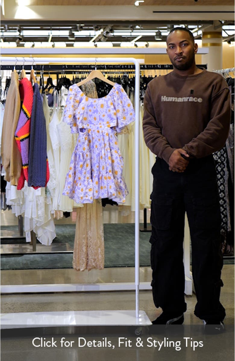 Kids' Floral Side Cutout Flutter Sleeve Dress, sales video thumbnail