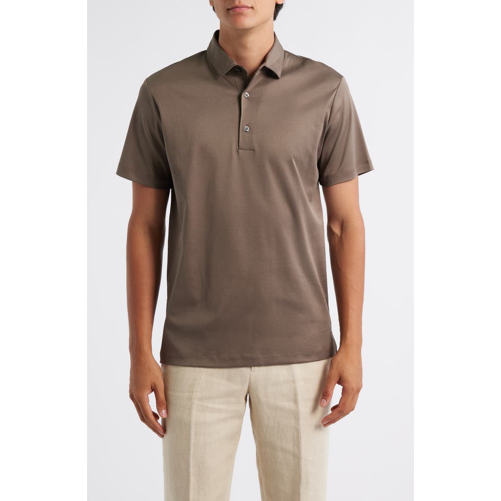 Aurélien Aur1 Solid Cotton Polo In Brown