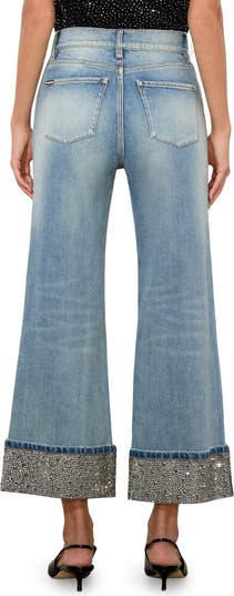 Alice + Olivia Weezy Embellished Cuff Distressed Nonstretch Alice + Olivia Weezy Embellished Cuff Distressed Nonstretch