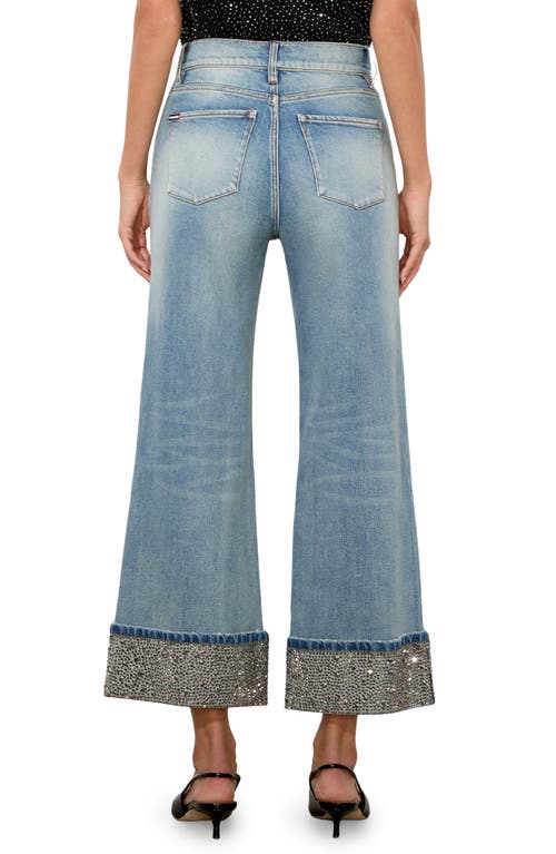 Alice And Olivia Weezy Embellished-cuff Jeans In Sierra Light Blue
