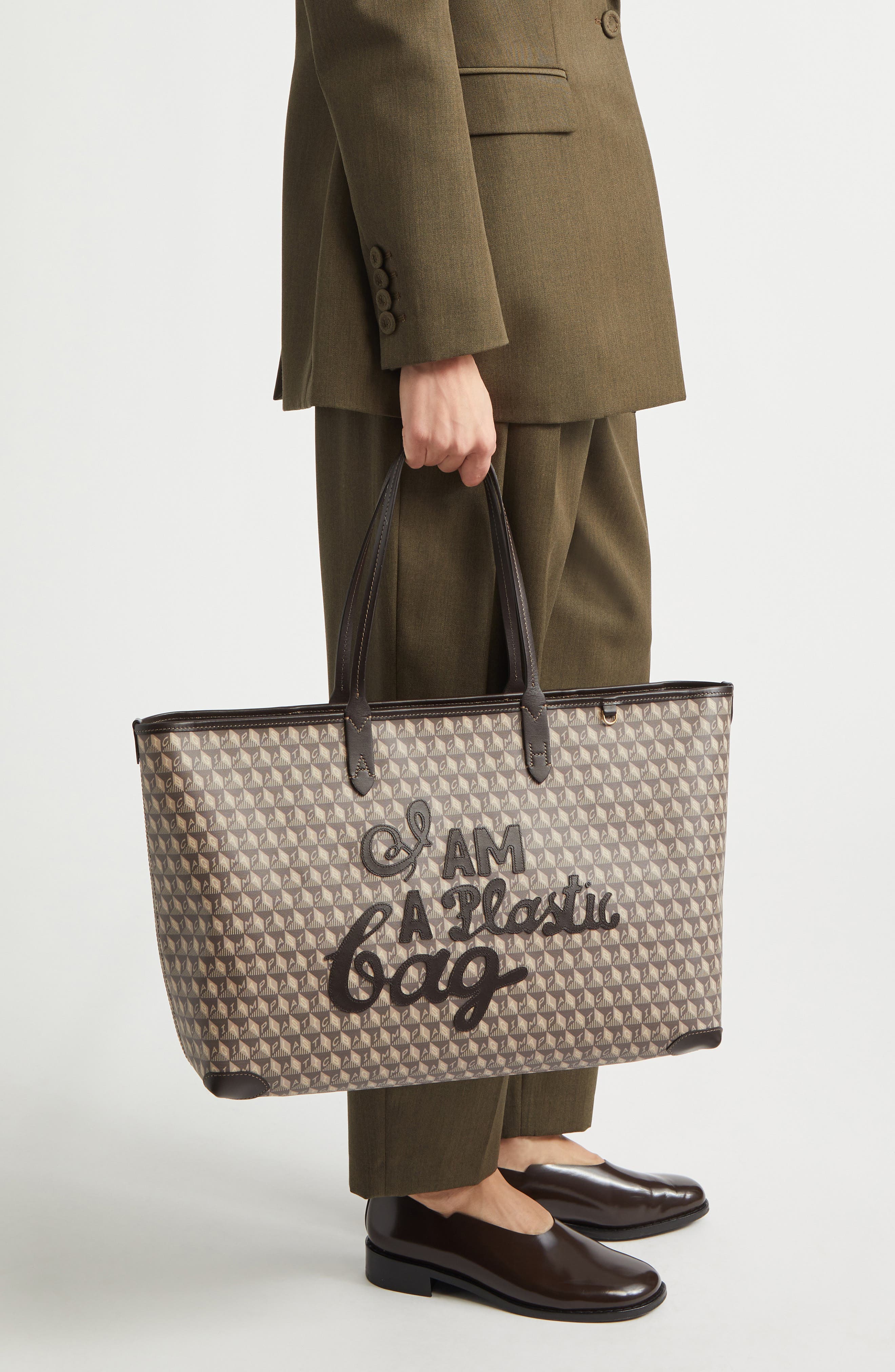 Anya Hindmarch I Am A Plastic Bag Recycled Canvas Tote, Alternate, color, Truffle