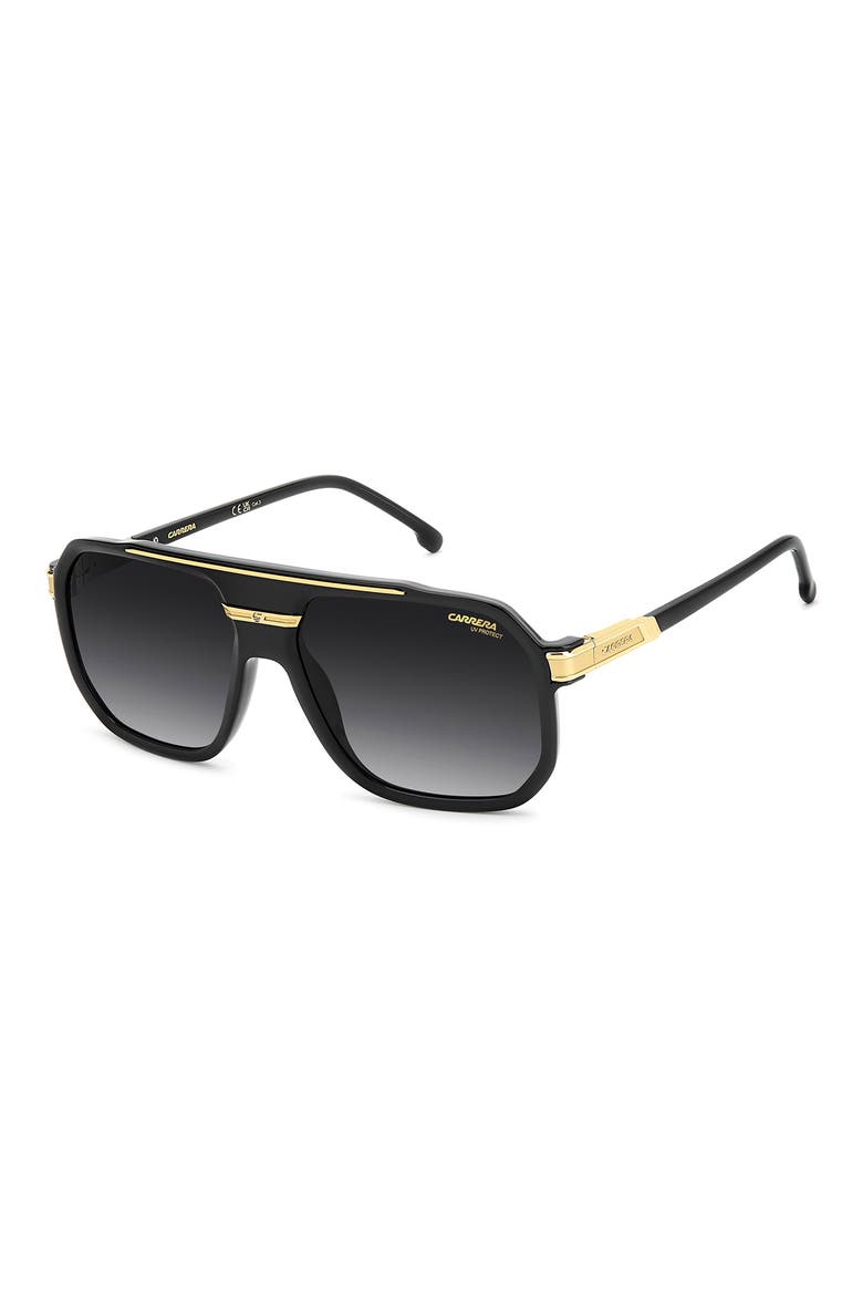 60mm Rectangular Flat Top Sunglasses, Alternate, color, BLACK GOLD/ DARK GREY SF