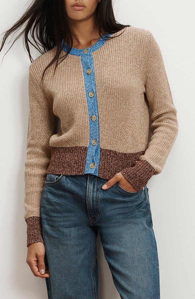 Veronica Beard Ibra Merino Wool & Cotton Cardigan, Main, color, 