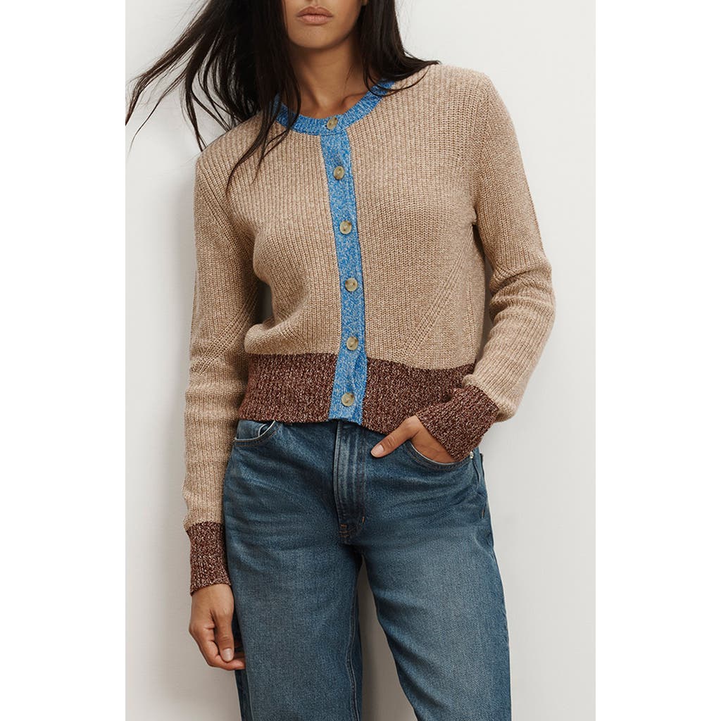 Veronica Beard Ibra Wool-blend Colorblock Cardigan In Brown