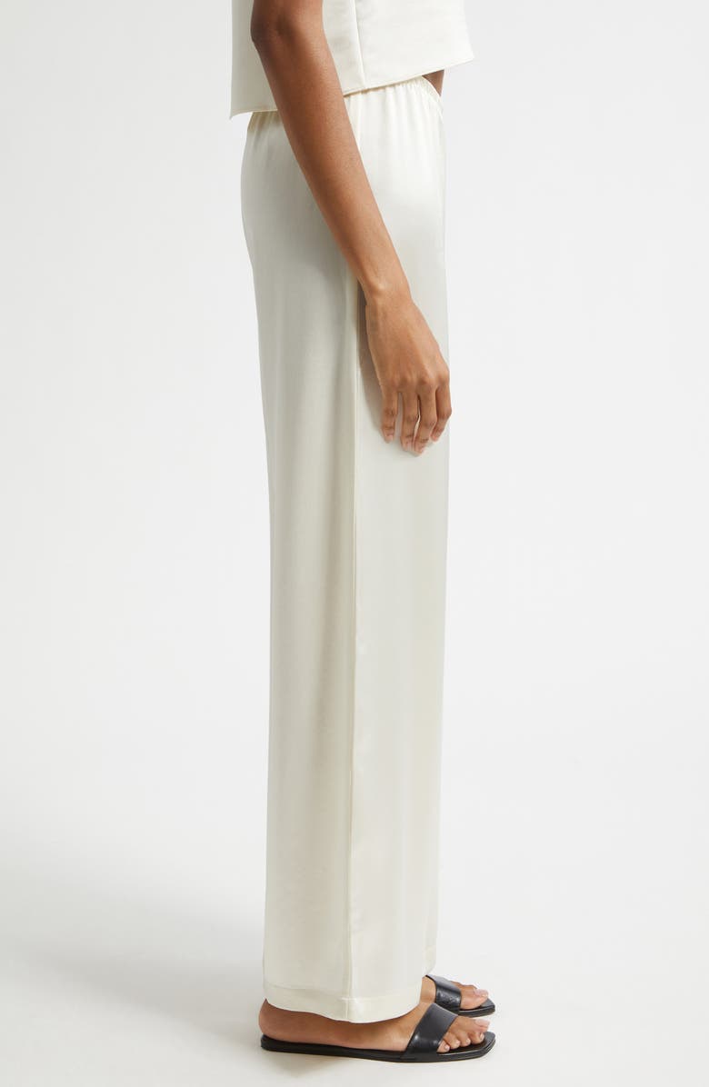 LESET Barb Wide Leg Satin Pants, Alternate, color, Creme