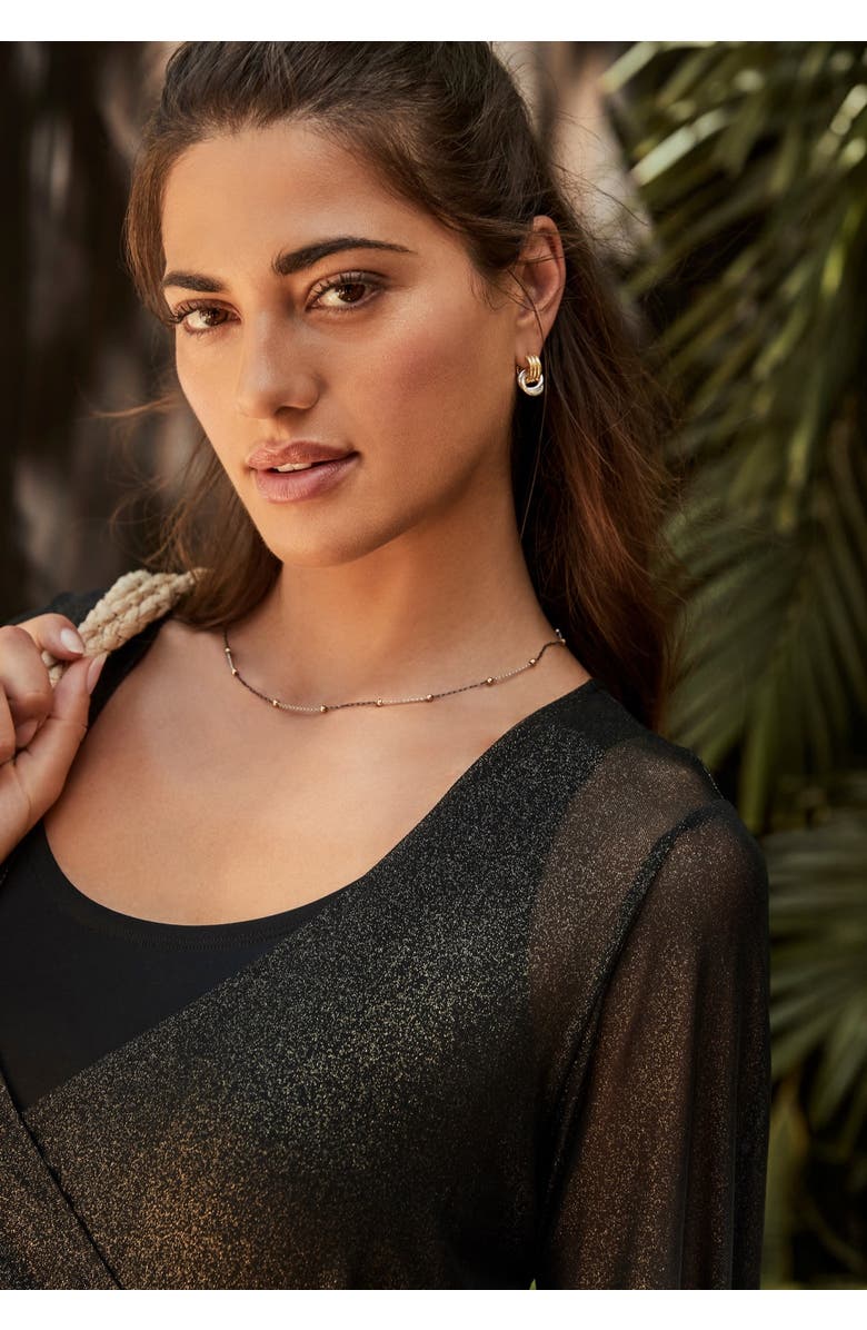 Swim 365 Sheer Wrap Cover-Up, Alternate, color, Black Gold Foil