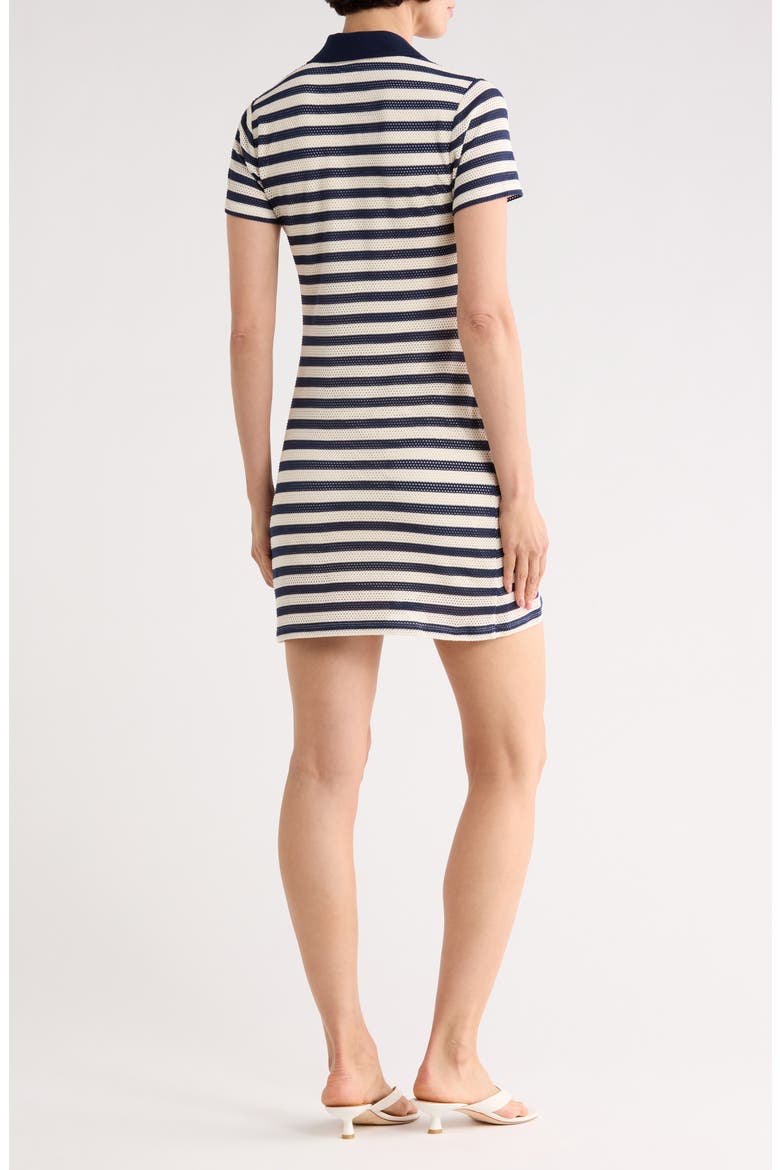 Elin Stripe Short Sleeve Polo Dress, Alternate, color, SPORTY STRIPE KNIT NAVY