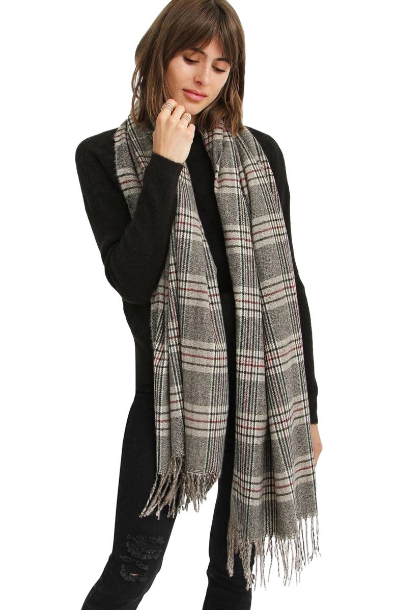 Belle & Bloom Apen Plaid Scarf, Alternate, color, Military