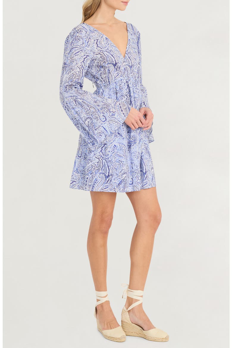 Long Sleeve Minidress, Alternate, color, SOFT WHITE/ INDIGO