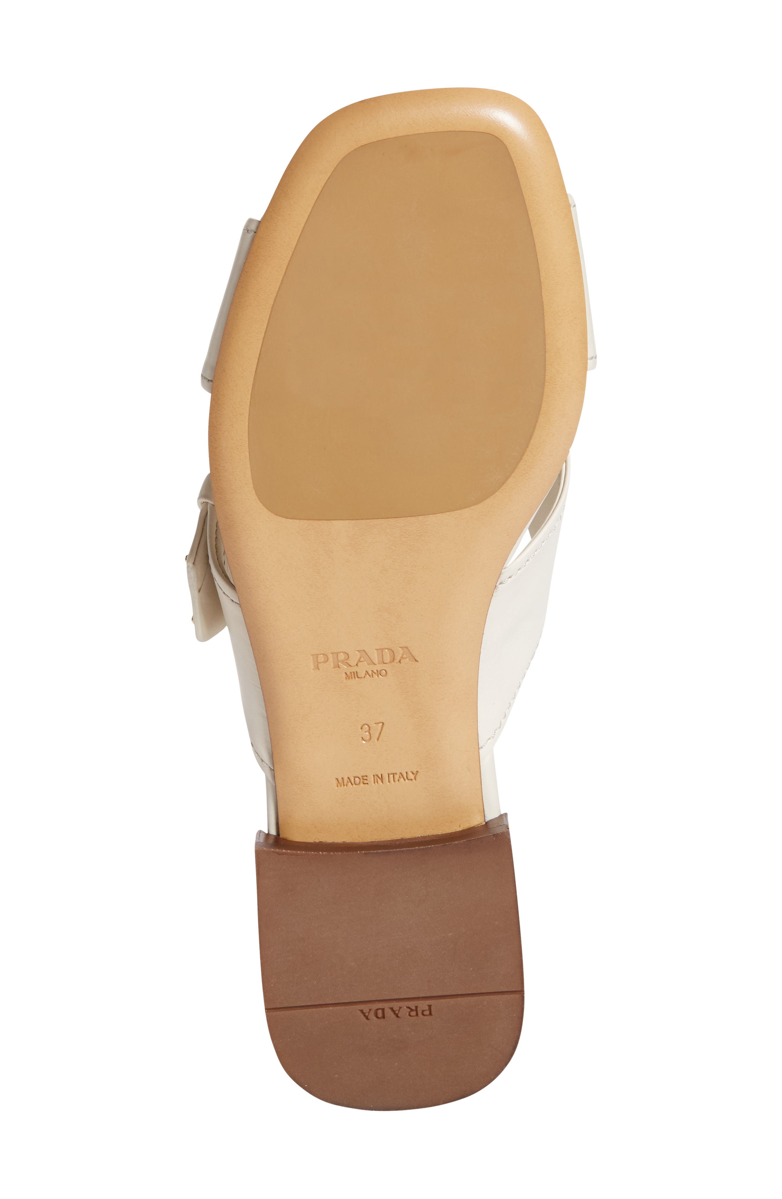 Prada Square Toe Flat Sandal, Alternate, color, Talco