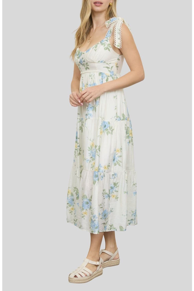 Loop Trim Tie Shoulder Maxi Dress, Alternate, color, BLUE MULTI