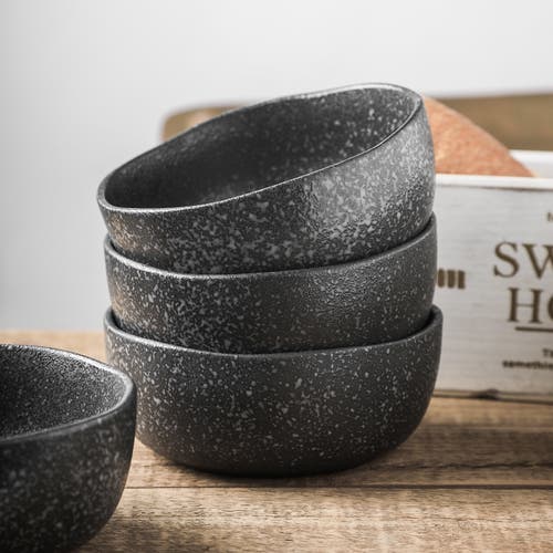 Stone Lain Tom Stoneware 4-piece Bowl Set In Black