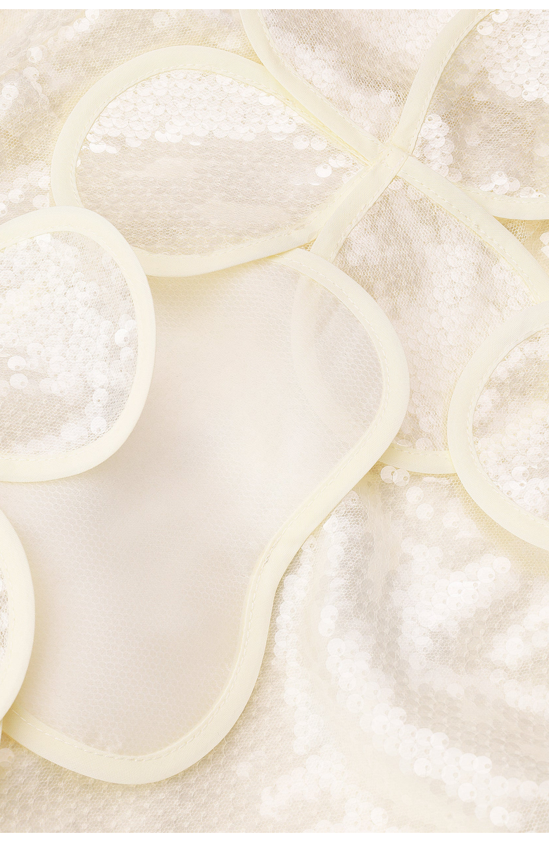 Malva Florea Handcrafted Sequin Mini Dress With Floral Appliques, Alternate, color, Beige