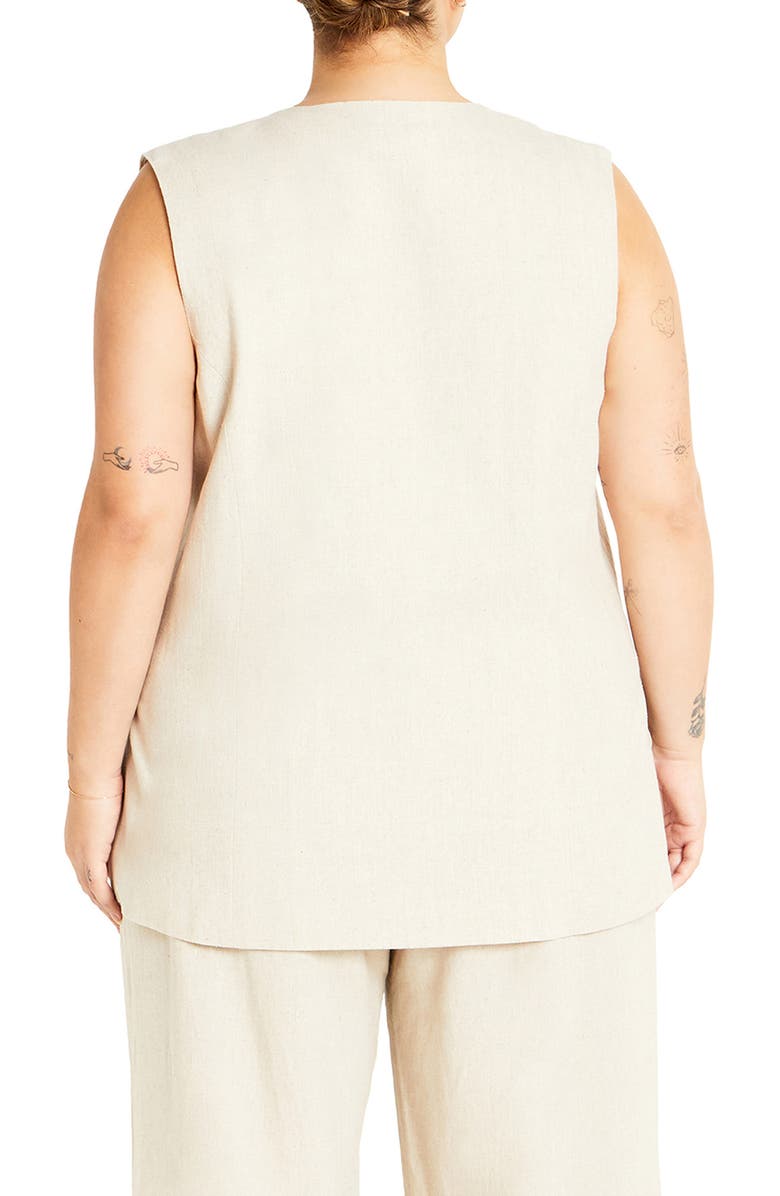City Chic Nala Linen Blend Vest, Alternate, color, Stone