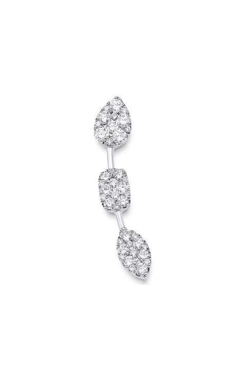 Reverie Three-Cluster Diamond Ear Crawler Earrings