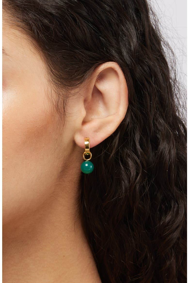 MV Siren™ Muse Stone Hoops, Alternate, color, 18CT GOLD VERMEIL / GREEN ONYX
