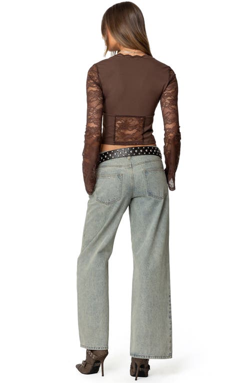 EDIKTED EDIKTED STEPHI LACE SPLIT FRONT CROP TOP