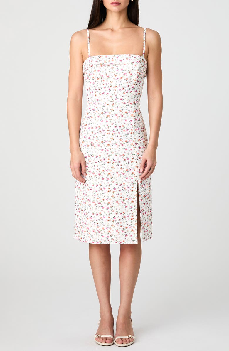 French Connection Echo Floral Crepe Midi Dress, Main, color, Cerise Pink Multi