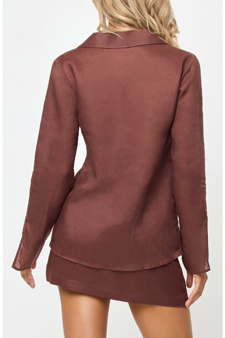 Venice Tie Front Linen Cover-Up Shirt, Alternate, color, CAFE