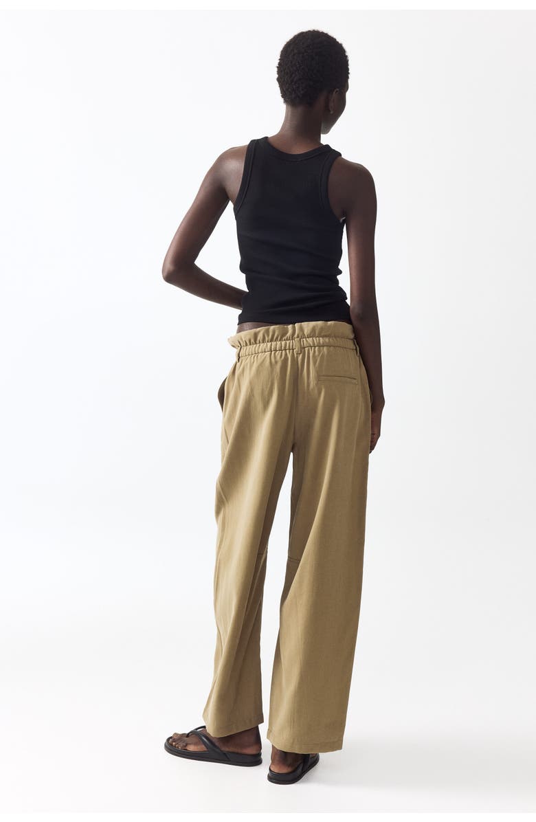 H&M Barrel Paper Bag Trousers, Alternate, color, Light Khaki Green