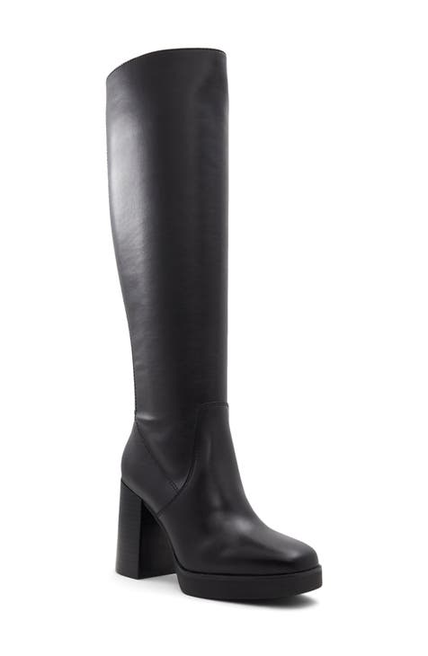 Yvesa size 8 ALDO black leather knee high outlets Boots