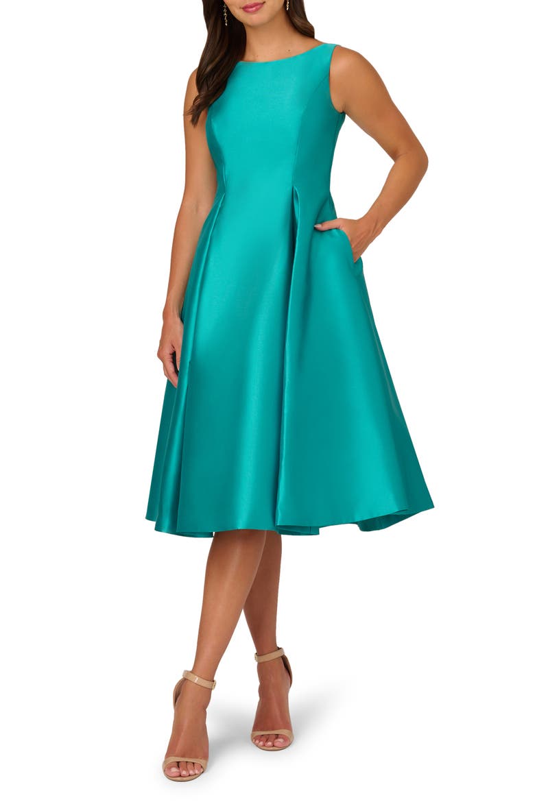 SLVLSS TEA LENGTH DRESS, Main, color, EXOTIC JADE