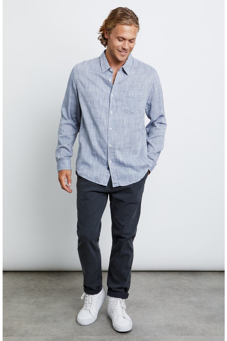 Wyatt Cotton Button-Up Shirt, Alternate, color, NAVY CHAMBRAY