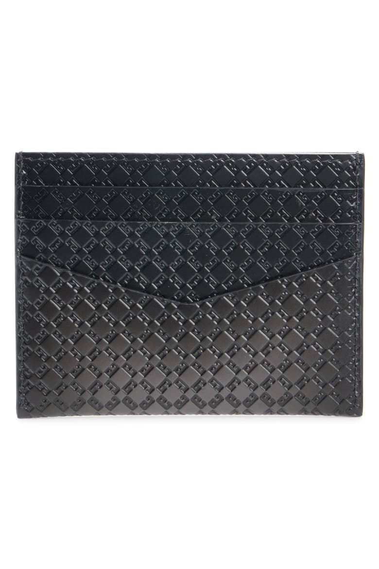 4G Logo Embellished Leather Card Holder, Alternate, color, DARK GREY