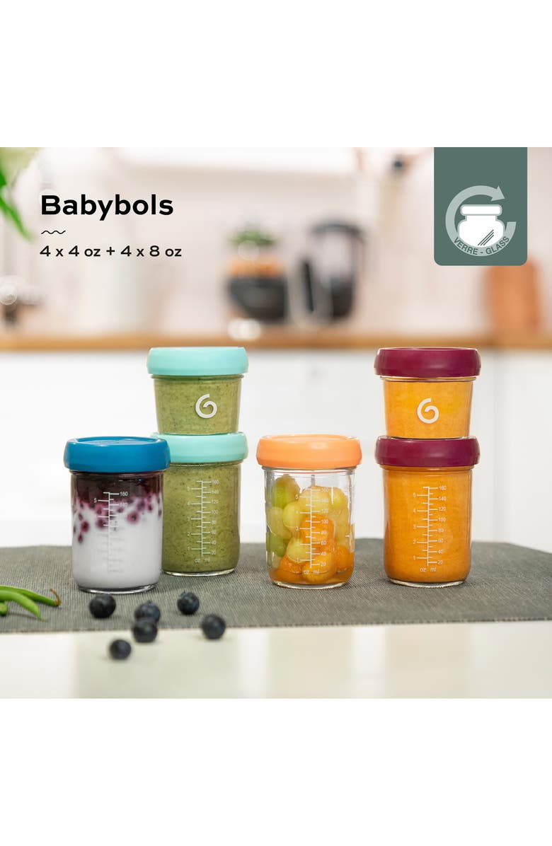 Babymoov Babybols 4 4-Ounce & 4 8-Ounce Glass Jar Baby Food Storage Container Set, Alternate, color,