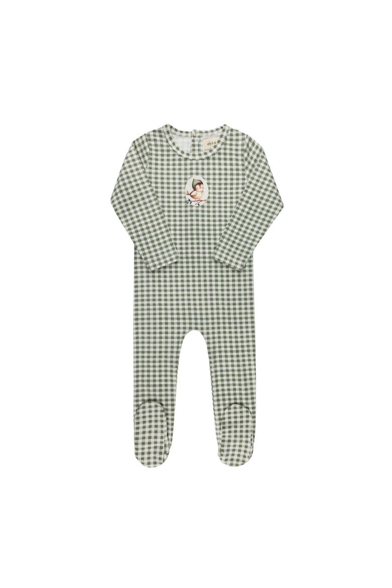 Gingham Owl Collection - Footie, Main, color, Sage