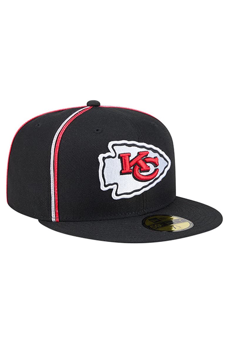 Men's New Era Black Kansas City Chiefs Soutache 59FIFTY Fitted Hat, Alternate, color, Black
