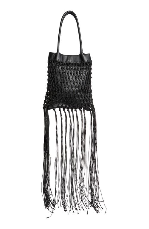 Bcbg Netted Fringe Tote Bag In Black