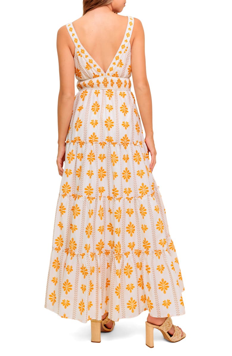 FLYING TOMATO Floral V-Neck Maxi Dress, Alternate, color, Ivory Yellow