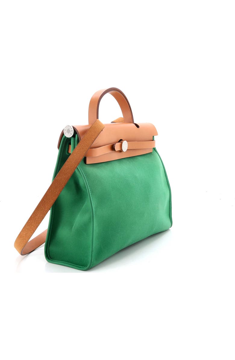 Pre-Owned Hermes Herbag Zip Leather and Toile 31, Alternate, color, Cactus