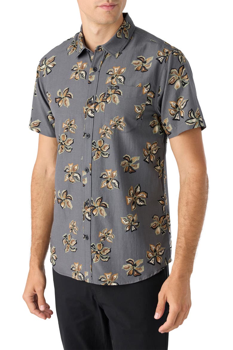 Oasis Eco Modern Slim Fit Short Sleeve Button-Up Shirt, Alternate, color, GRAPHITE 2