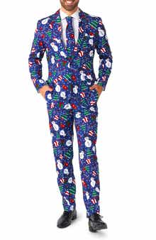 OppoSuits Christmas Snowman Trim Fit Suit & Tie