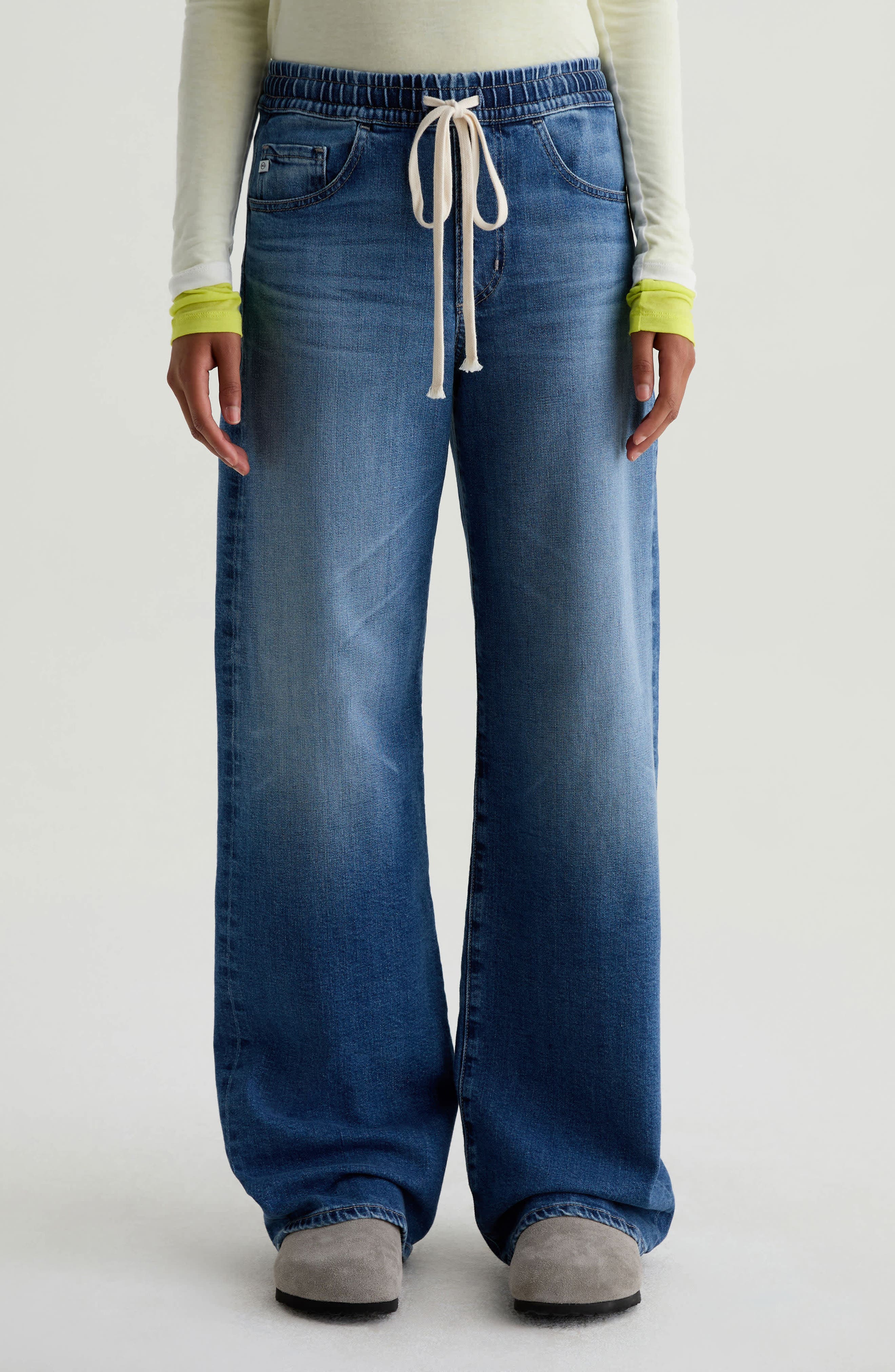 Adria Drawstring Low Rise Wide Leg Jeans