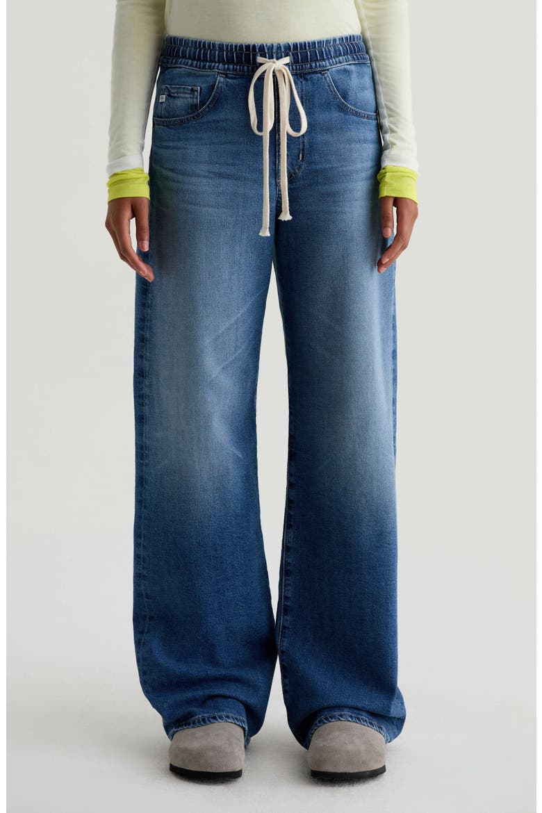 Adria Drawstring Low Rise Wide Leg Jeans, Main, color, COPENHAGEN