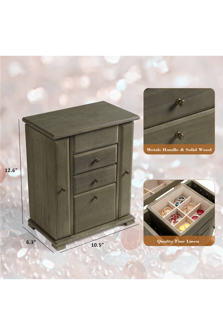 Tabletop Jewelry Armoire, Alternate, color, Weathered Gray