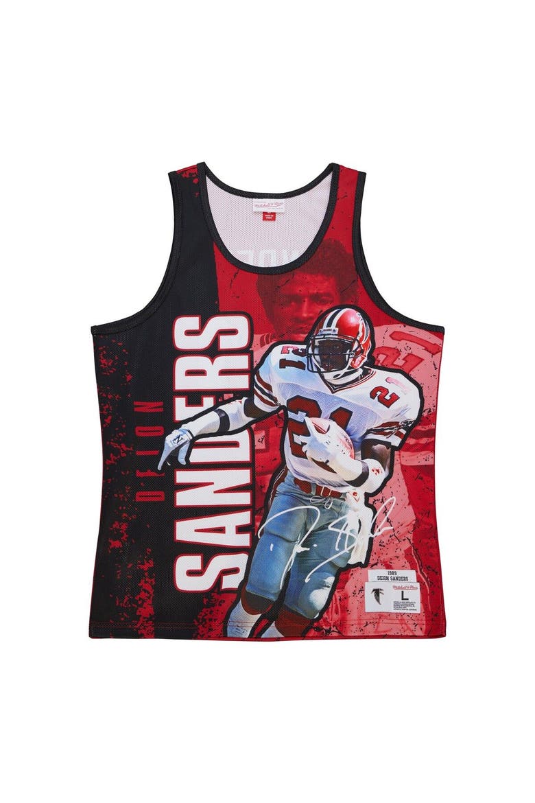 Men's Mitchell & Ness Deion Sanders Red Atlanta Falcons 1989 Player Burst Tank Top, Alternate, color, Red