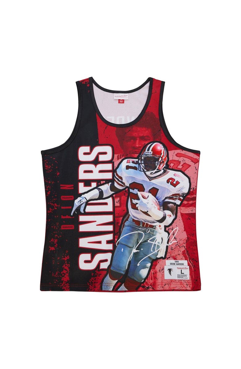Mitchell & Ness Men's Mitchell & Ness Deion Sanders Red Atlanta Falcons 1989 Player Burst Tank Top, Alternate, color, Red