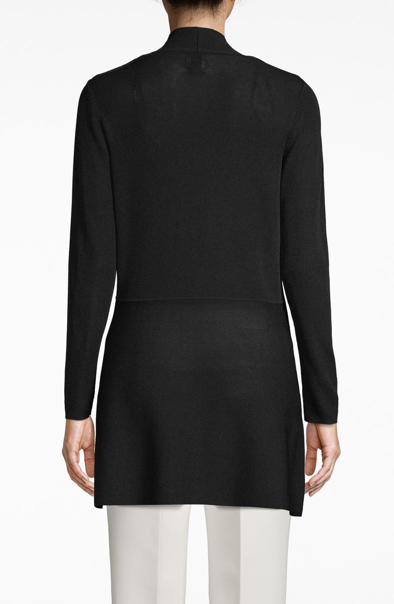Anne Klein Peplum Long Cardigan, Alternate, color, Anne Black