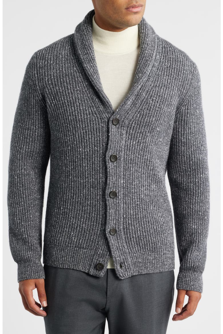 Wool & Silk Shawl Collar Cardigan, Alternate, color, GREY