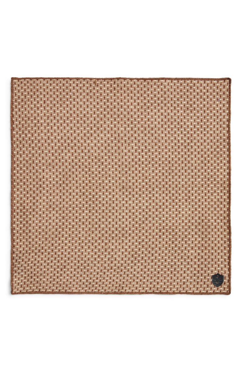 CLIFTON WILSON Brown Diamond Wool Pocket Square, Alternate, color, Brown